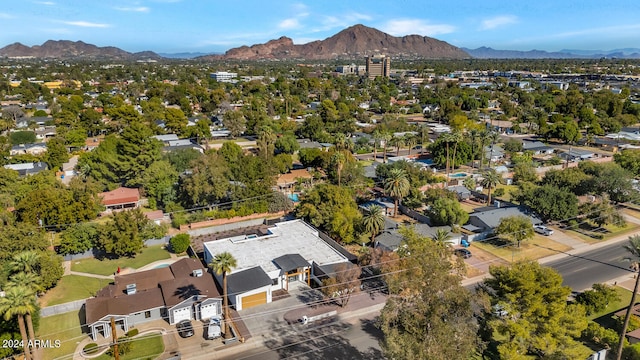 aerial view with a mountain view