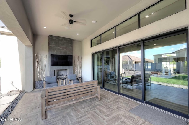 view of patio with ceiling fan