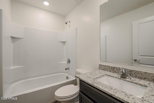 full bath with vanity, toilet, and shower / bathtub combination