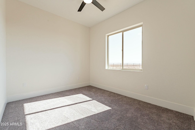 unfurnished room featuring carpet flooring and ceiling fan