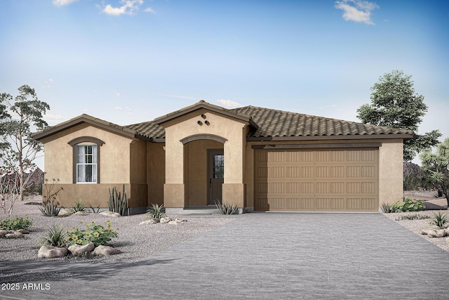 mediterranean / spanish-style house featuring a garage