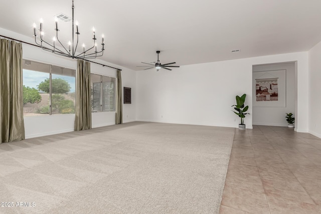 13204 W Palo Verde Dr, Litchfield Park, AZ 85340 - unfurnished living room with a ceiling fan, a chandelier, and baseboards