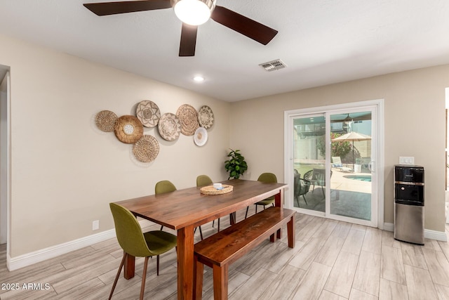 4316 E Janice Way, Phoenix, AZ 85032 - dining room featuring wood finish floors, baseboards, and ceiling fan