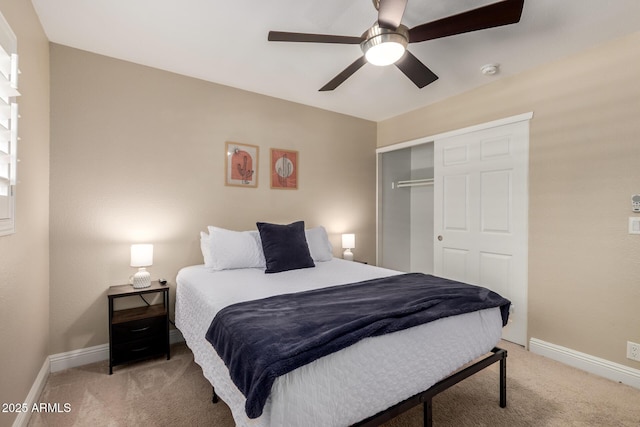 4316 E Janice Way, Phoenix, AZ 85032 - bedroom with light colored carpet, a closet, baseboards, and ceiling fan