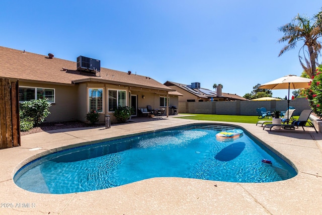 4316 E Janice Way, Phoenix, AZ 85032 - view of swimming pool featuring cooling unit, a patio area, and a fenced backyard
