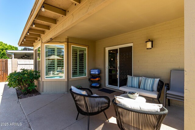 4316 E Janice Way, Phoenix, AZ 85032 - view of patio / terrace with an outdoor living space and fence