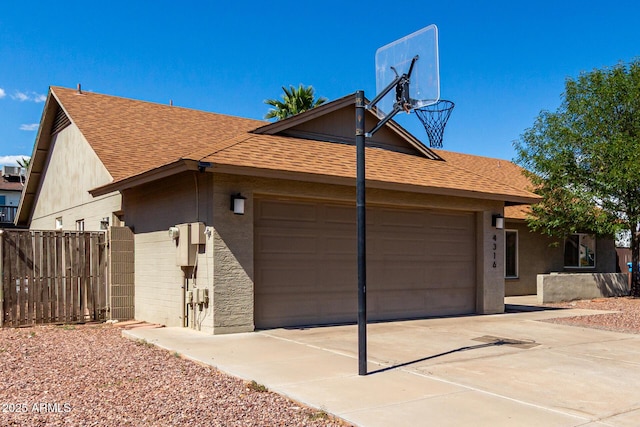 4316 E Janice Way, Phoenix, AZ 85032 - view of front of home featuring a shingled roof, an attached garage, driveway, fence, and stucco siding