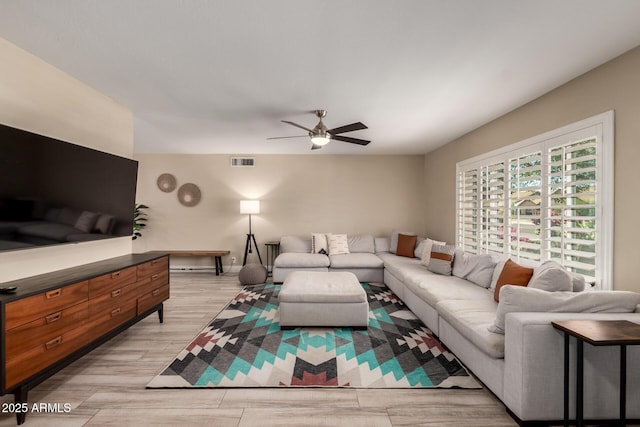 4316 E Janice Way, Phoenix, AZ 85032 - living room with ceiling fan and light wood-style flooring
