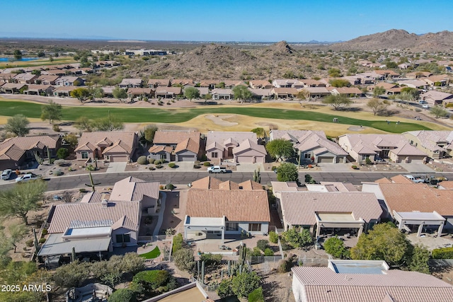 drone / aerial view featuring a mountain view