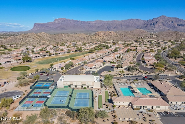 aerial view with a mountain view