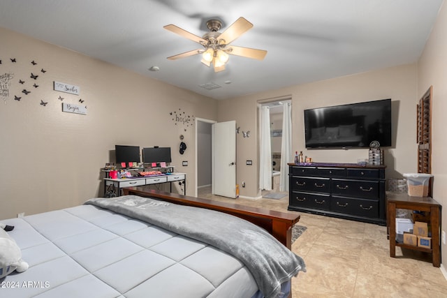 bedroom featuring ceiling fan