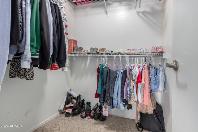 spacious closet featuring carpet floors