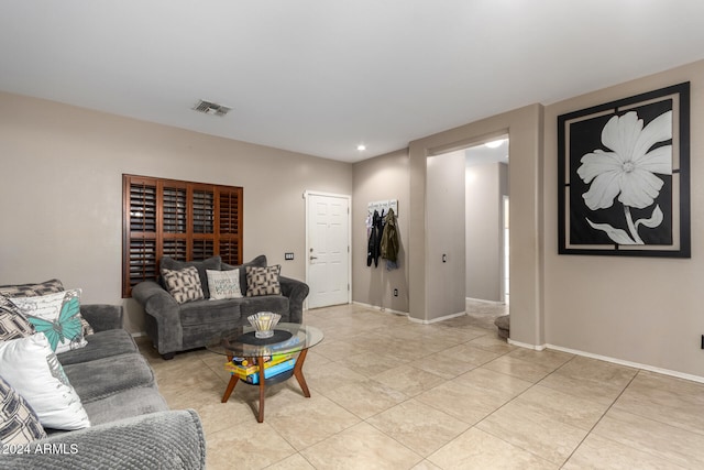 view of tiled living room