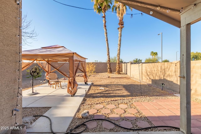 view of patio / terrace with a gazebo