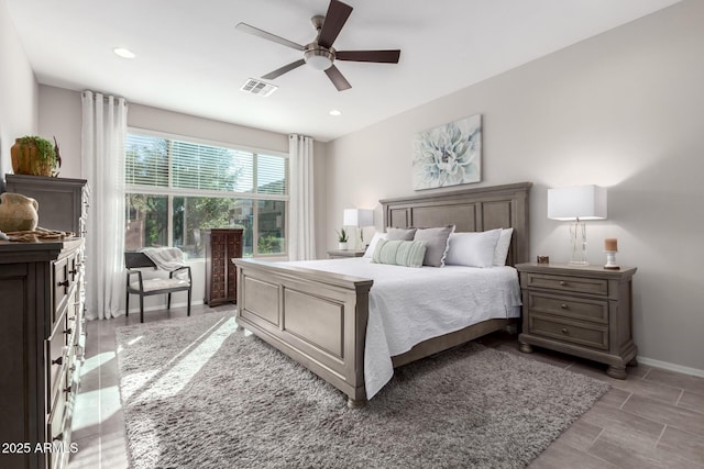 bedroom featuring ceiling fan