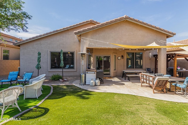 839 E Leo Pl, Chandler, AZ 85249 - back of house featuring stucco siding, outdoor lounge area, and a patio