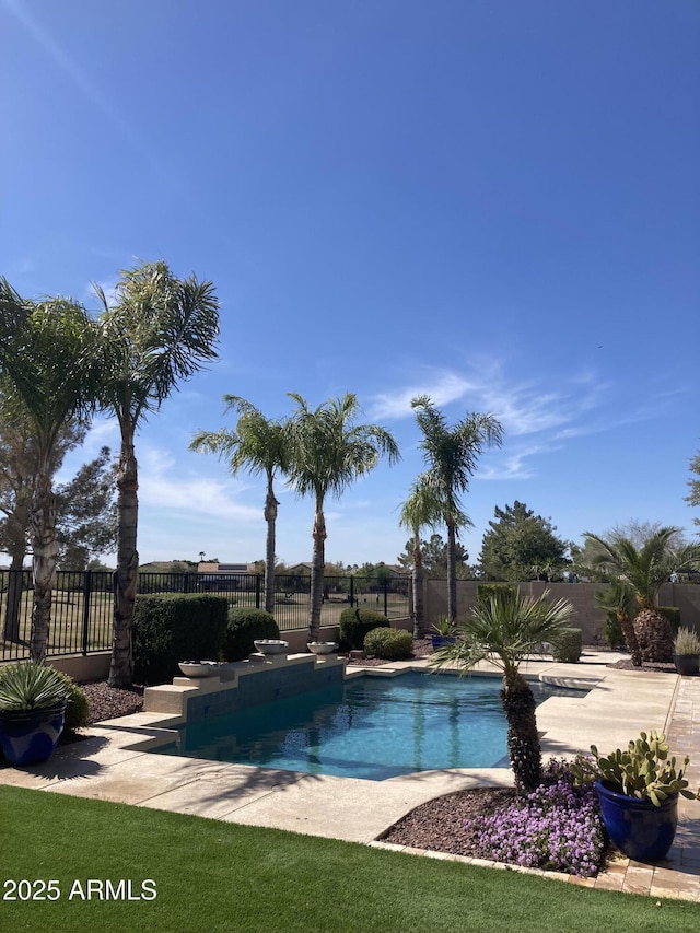 view of swimming pool with a patio area