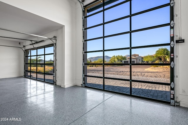 garage with a mountain view