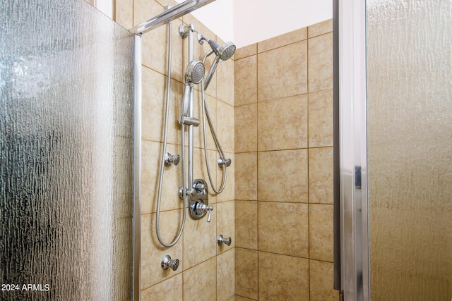 room details featuring a shower with door