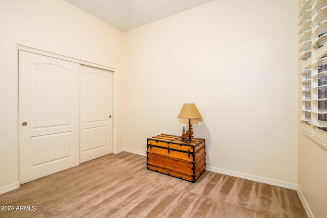 bedroom featuring a closet and carpet flooring