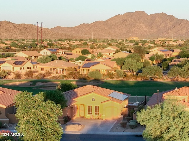 drone / aerial view with a mountain view