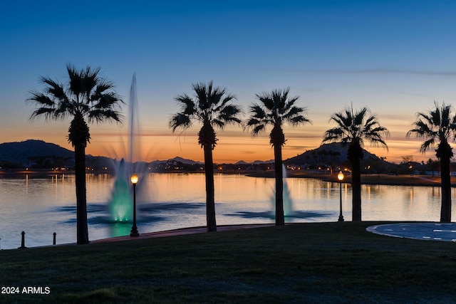 property view of water featuring a mountain view