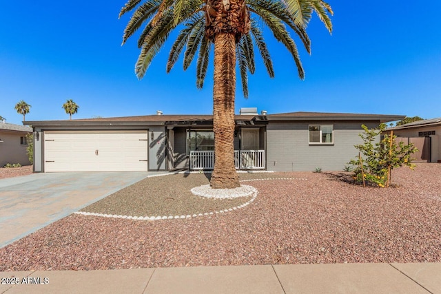 single story home with a garage