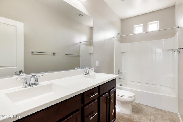 20473 W Legend Trl, Buckeye, AZ 85396 - bathroom featuring toilet, double vanity, shower / washtub combination, and tile patterned flooring