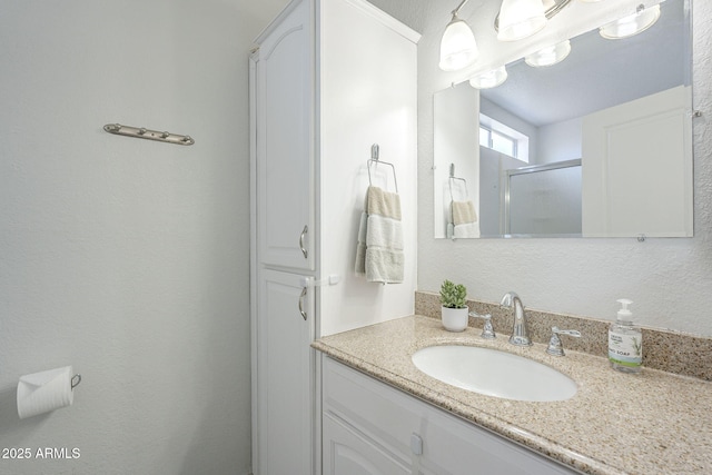 5330 E Tierra Buena Ln, Scottsdale, AZ 85254 - bathroom featuring a stall shower and vanity