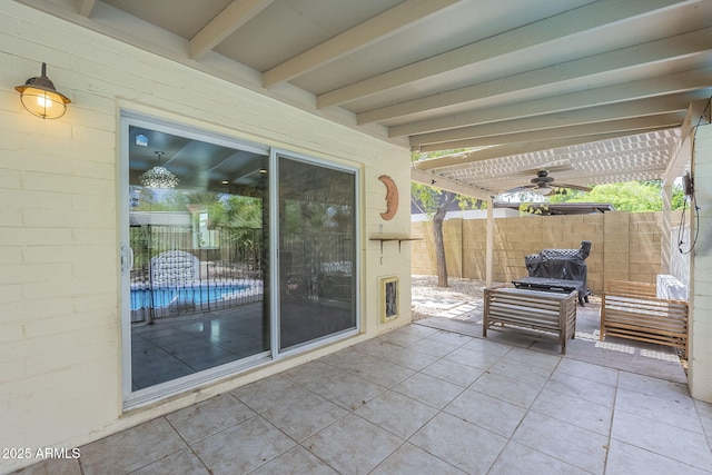 5330 E Tierra Buena Ln, Scottsdale, AZ 85254 - view of patio / terrace with ceiling fan and fence