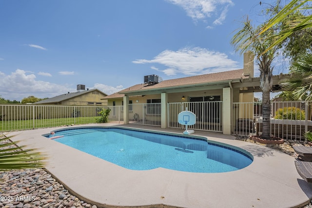 5330 E Tierra Buena Ln, Scottsdale, AZ 85254 - view of swimming pool with central air condition unit and fence