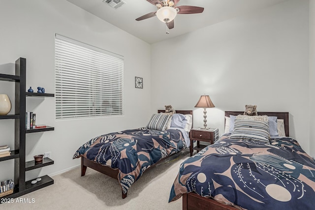582 W Stirrup Ln, San Tan Valley, AZ 85143 - carpeted bedroom featuring baseboards, a ceiling fan, and visible vents