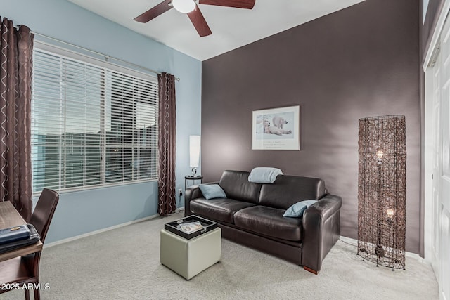 582 W Stirrup Ln, San Tan Valley, AZ 85143 - living room with carpet flooring and ceiling fan