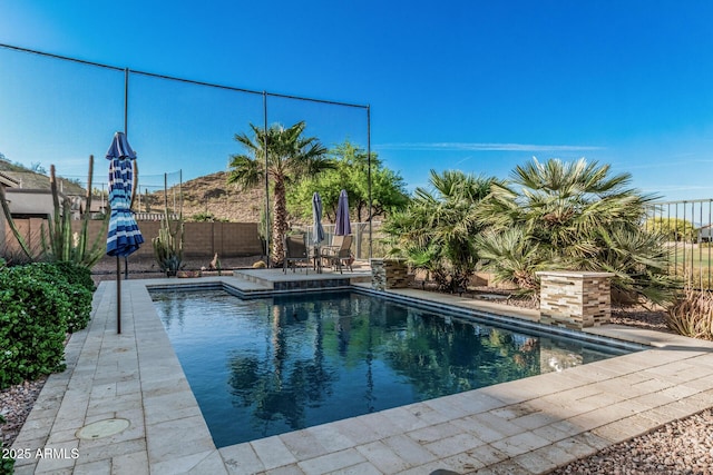 582 W Stirrup Ln, San Tan Valley, AZ 85143 - view of pool with a fenced in pool, a patio, and a fenced backyard
