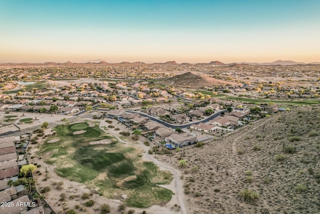 582 W Stirrup Ln, San Tan Valley, AZ 85143 - aerial view at dusk with a mountain view and a residential view