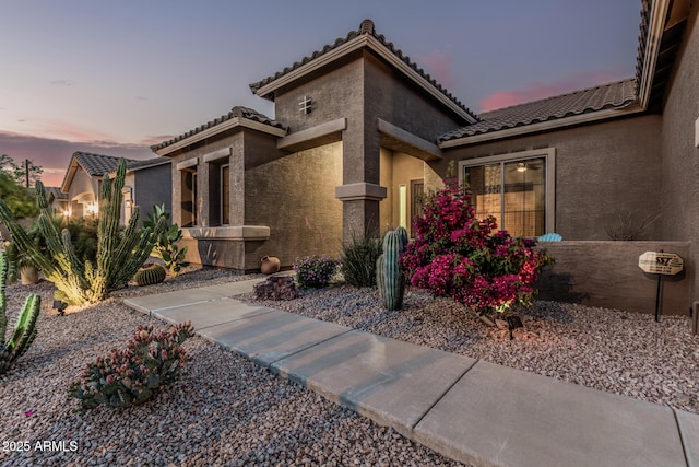 582 W Stirrup Ln, San Tan Valley, AZ 85143 - view of front of property featuring a tile roof and stucco siding