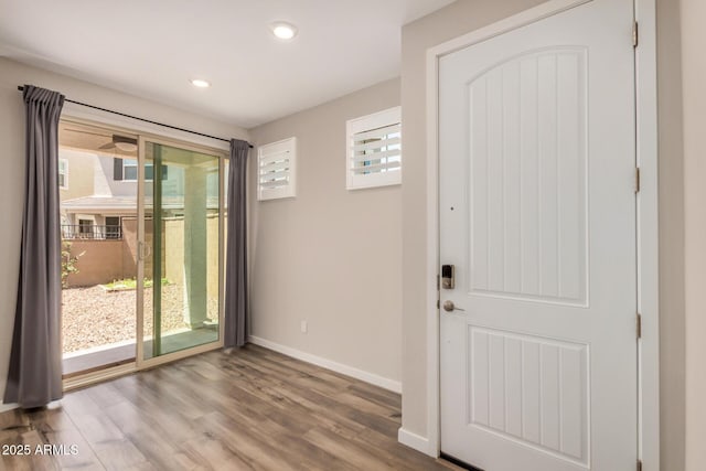 1153 W Diamondback Dr, Chandler, AZ 85286 - foyer entrance featuring baseboards, wood finished floors, and recessed lighting