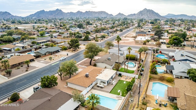 drone / aerial view with a mountain view