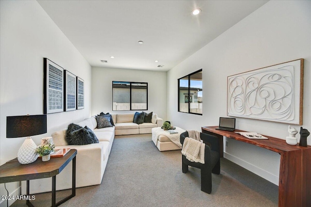 living room with carpet floors