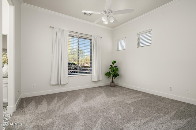 3946 N Pinnacle Hills Cir, Mesa, AZ 85207 - empty room with crown molding, a ceiling fan, and carpet