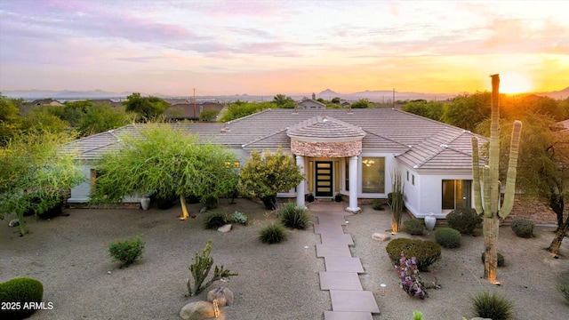 3946 N Pinnacle Hills Cir, Mesa, AZ 85207 - view of front of home with a tiled roof and stucco siding
