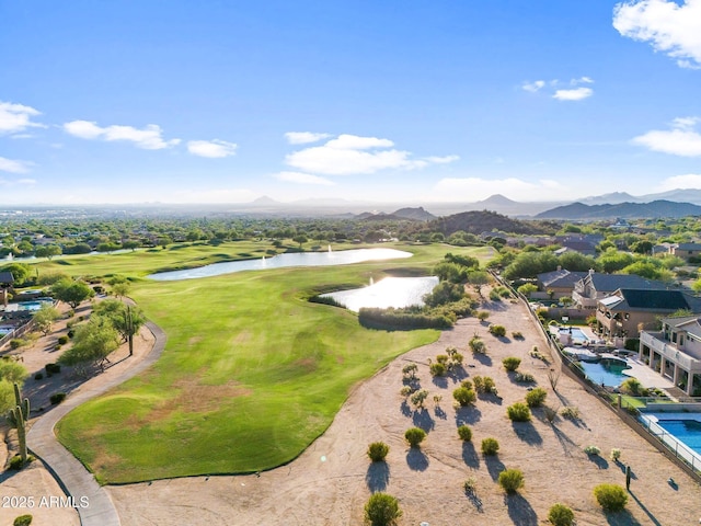 3946 N Pinnacle Hills Cir, Mesa, AZ 85207 - aerial view of property's location featuring a local golf course, a water and mountain view, and nearby suburban area