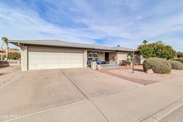 single story home with a garage