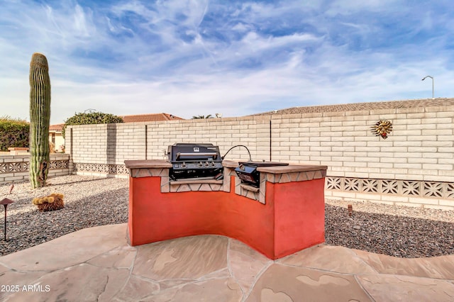 view of patio / terrace with grilling area and an outdoor kitchen