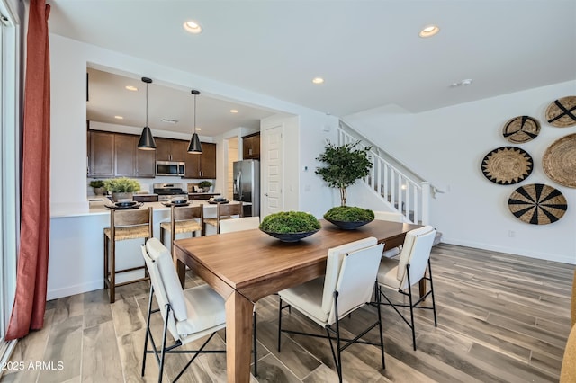 3343 S Lily Ave, Mesa, AZ 85212 - dining area with stairway, recessed lighting, and light wood-style flooring