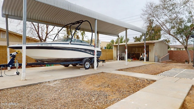 view of parking with a carport