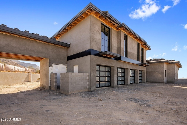 exterior space with a garage