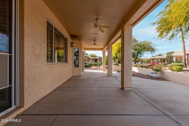 view of patio with ceiling fan