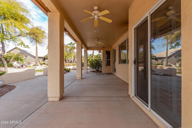 view of patio with ceiling fan