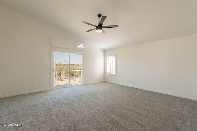 3837 E Windsong Dr, Phoenix, AZ 85048 - spare room with ceiling fan, carpet floors, baseboards, and high vaulted ceiling